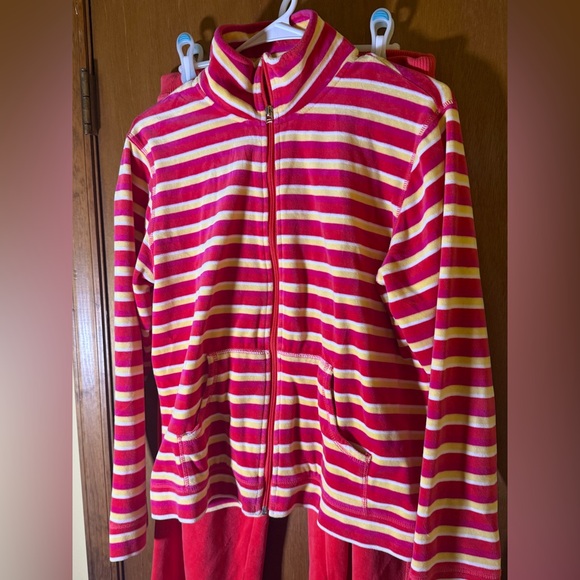 Striped Red and Yellow Women’s Velour Active Wear Tracksuit Size M - Picture 5 of 10